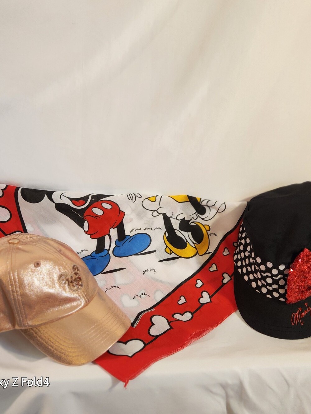 Adult Mickey & Minnie Character Bandana Scarf - Red, Black, White 2 Hats 1 Scarf
